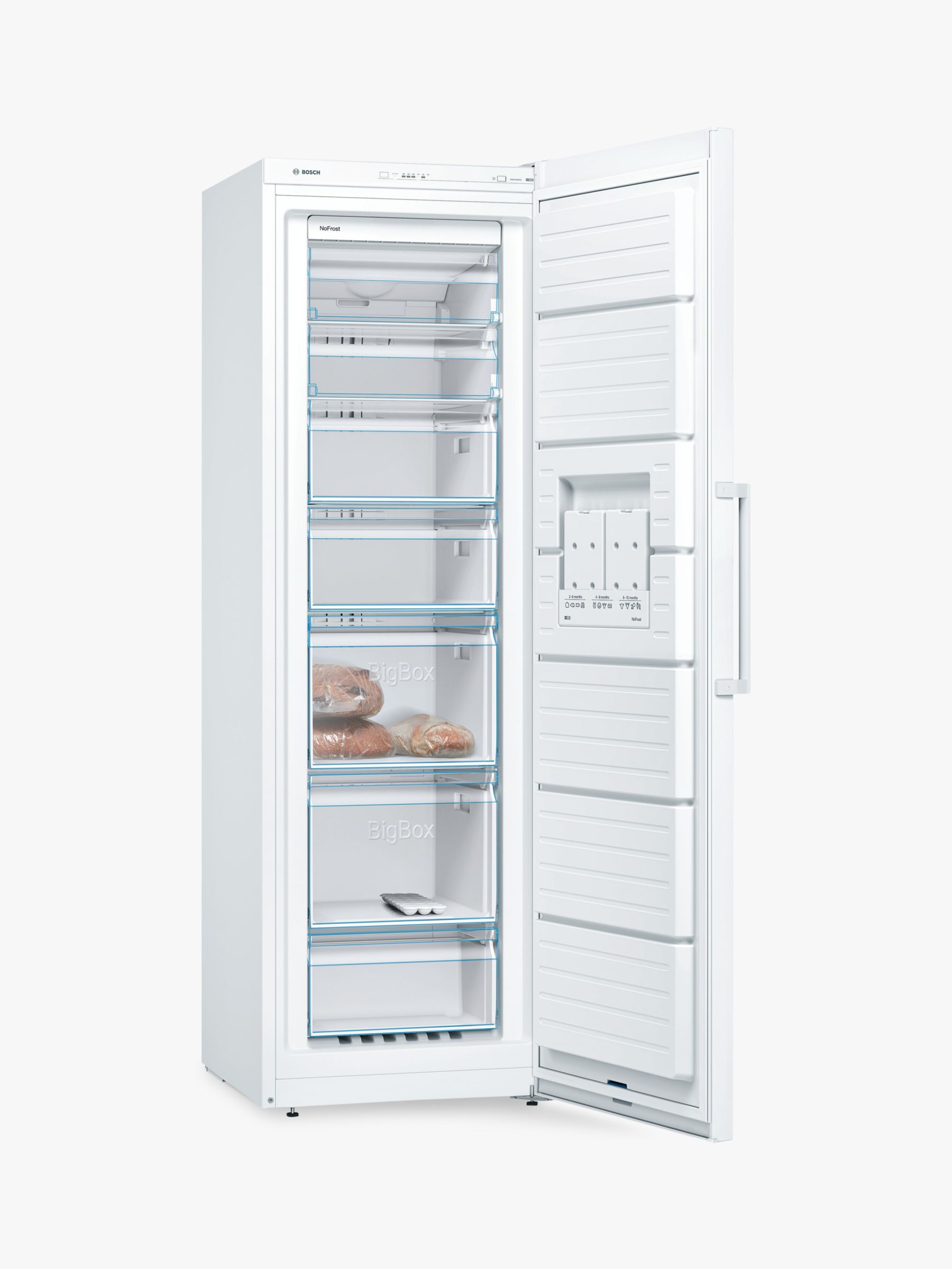 Bosch GSN36VW3PG Tall Freezer, A++ Energy Rating, 60cm Wide, White