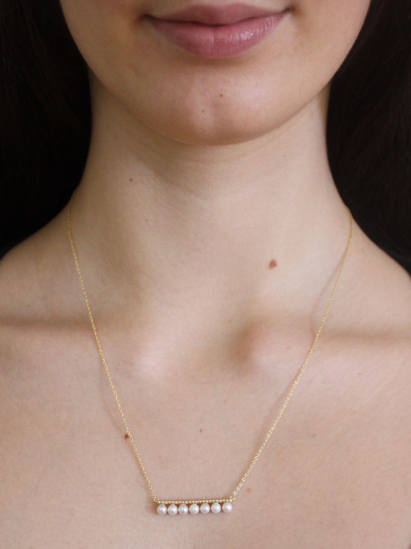 Buy London Road 9ct Gold Pearl Bar Pendant Chain Necklace, Gold Online at johnlewis.com