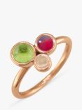 London Road 9ct Gold 3 Stone Bubble Cocktail Ring, N, Rose Gold/Multi