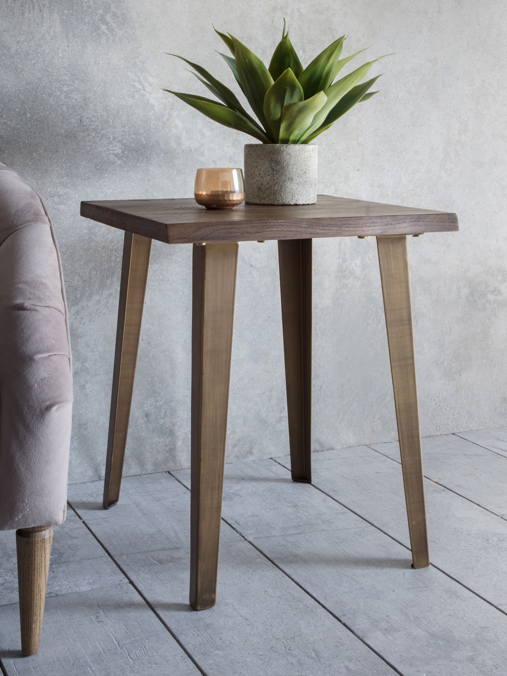 Hudson Living Foundry Side Table, Smoked Oak