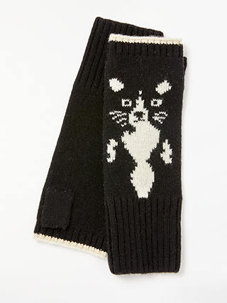 Collection WEEKEND by John Lewis Hidden Cat Fingerless Gloves, Black/Multi