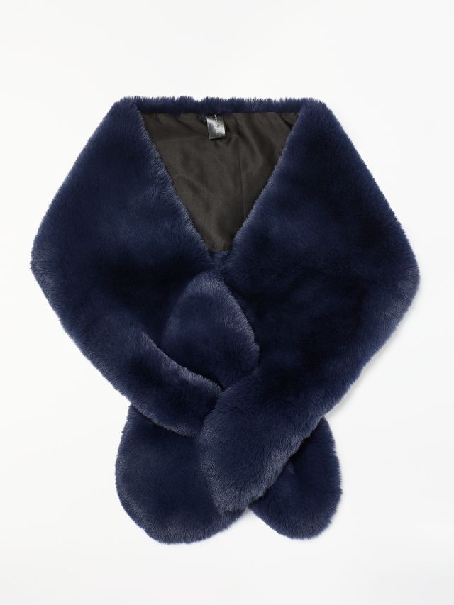 Navy blue store faux fur scarf