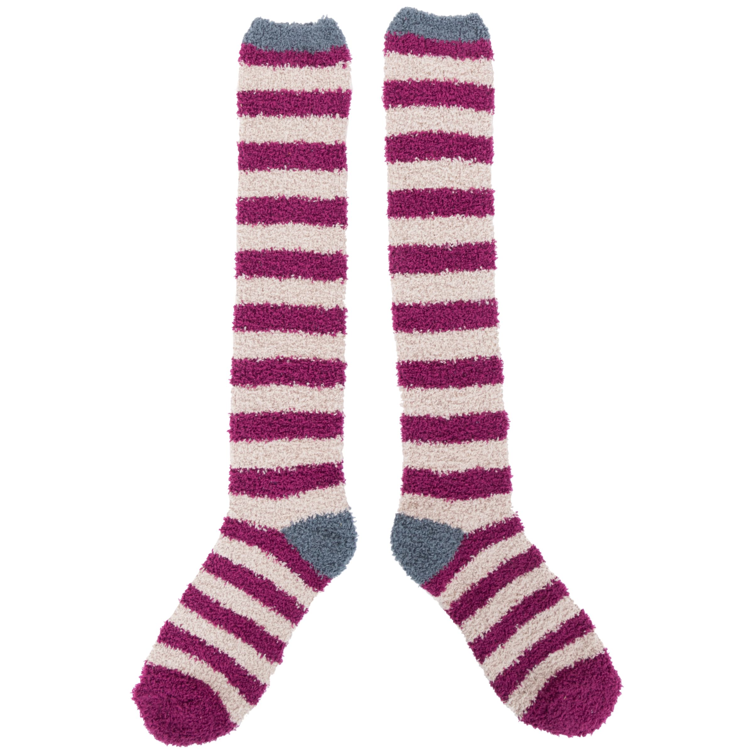 Powder Stripe Knee High Bed Socks, Damson