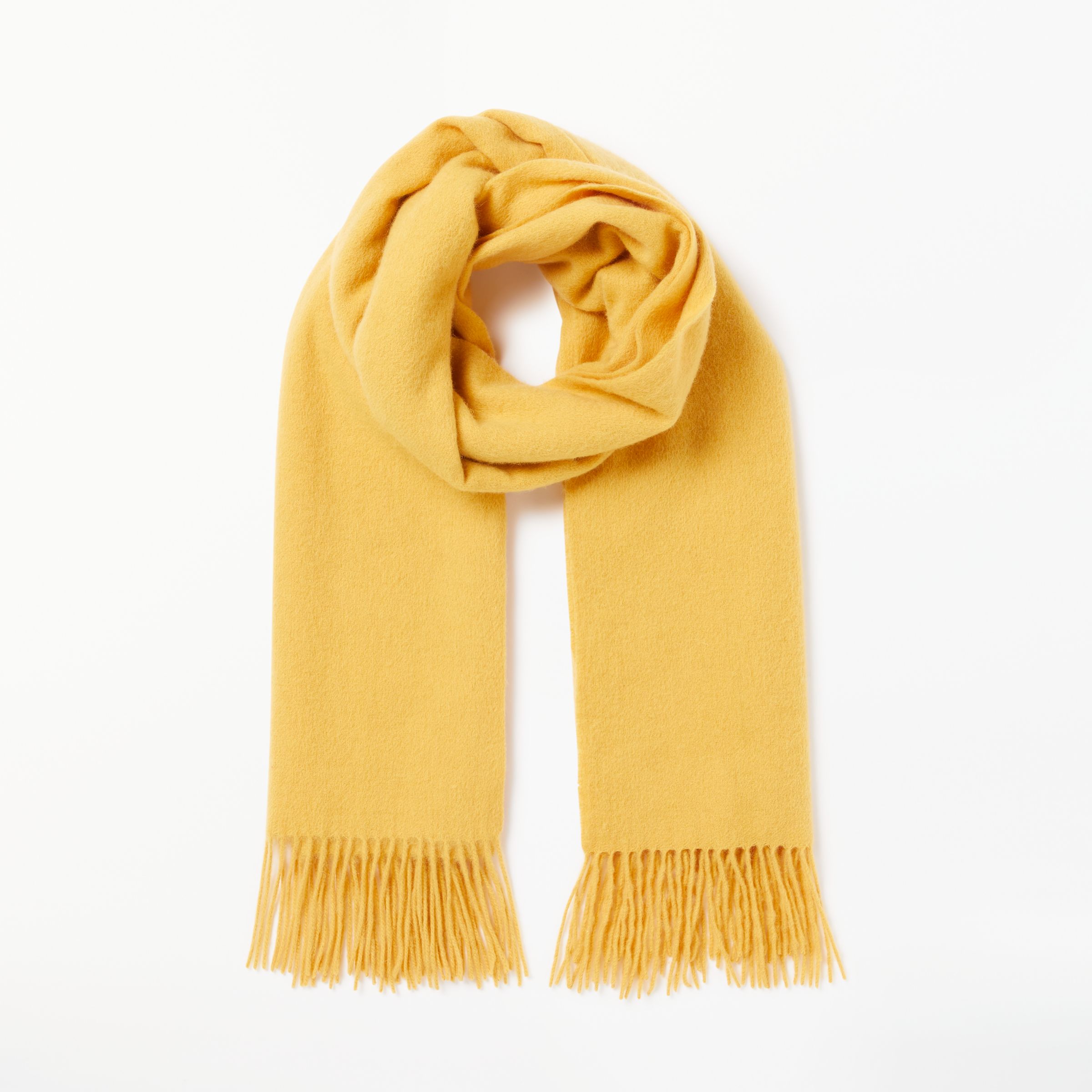 Unmade Cecile Wool Rich Long Fringe Scarf, Gold Amber