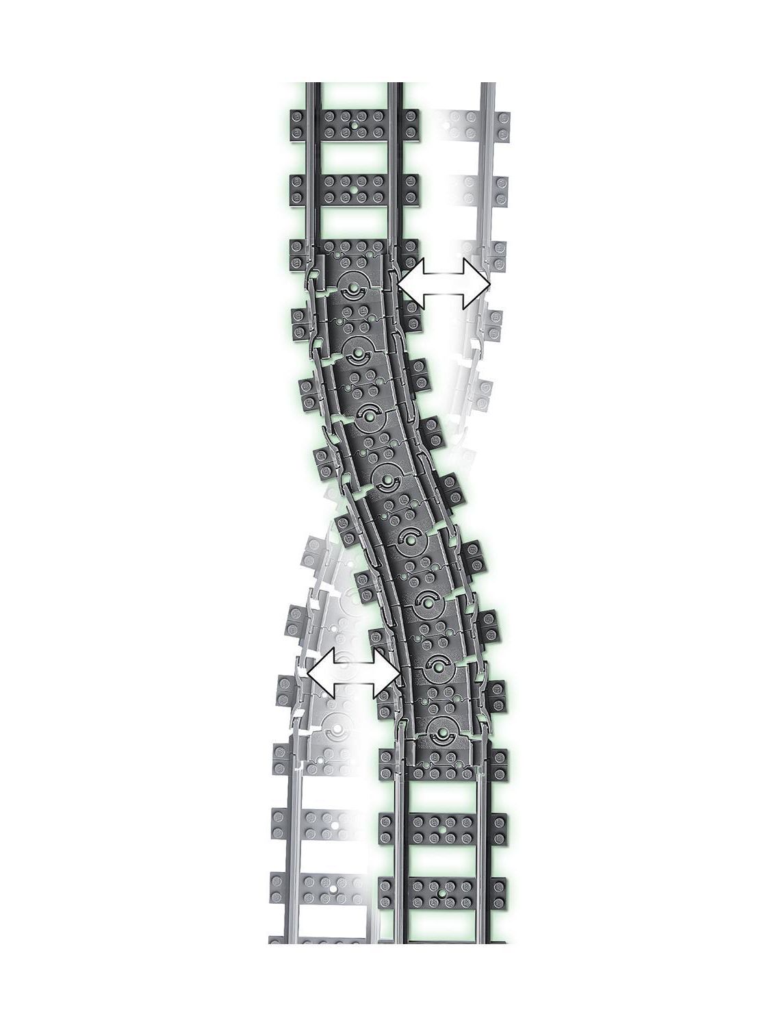  6 Curved Tracks - 6 Straight Tracks - Light Grey - Accessories  Compatible with Leading Brand Train Tracks Building Blocks : Toys & Games