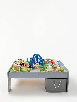 John Lewis & Partners Wooden Train Table 55 Pieces