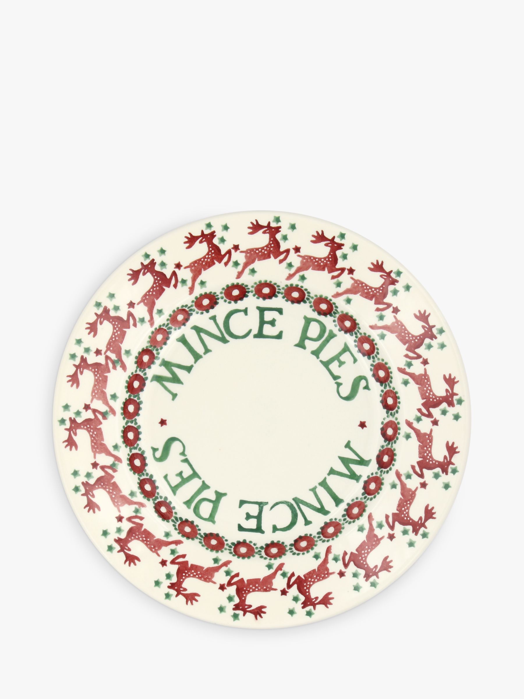 Emma Bridgewater Reindeer Border Mince Pie Plate, 22cm, Red