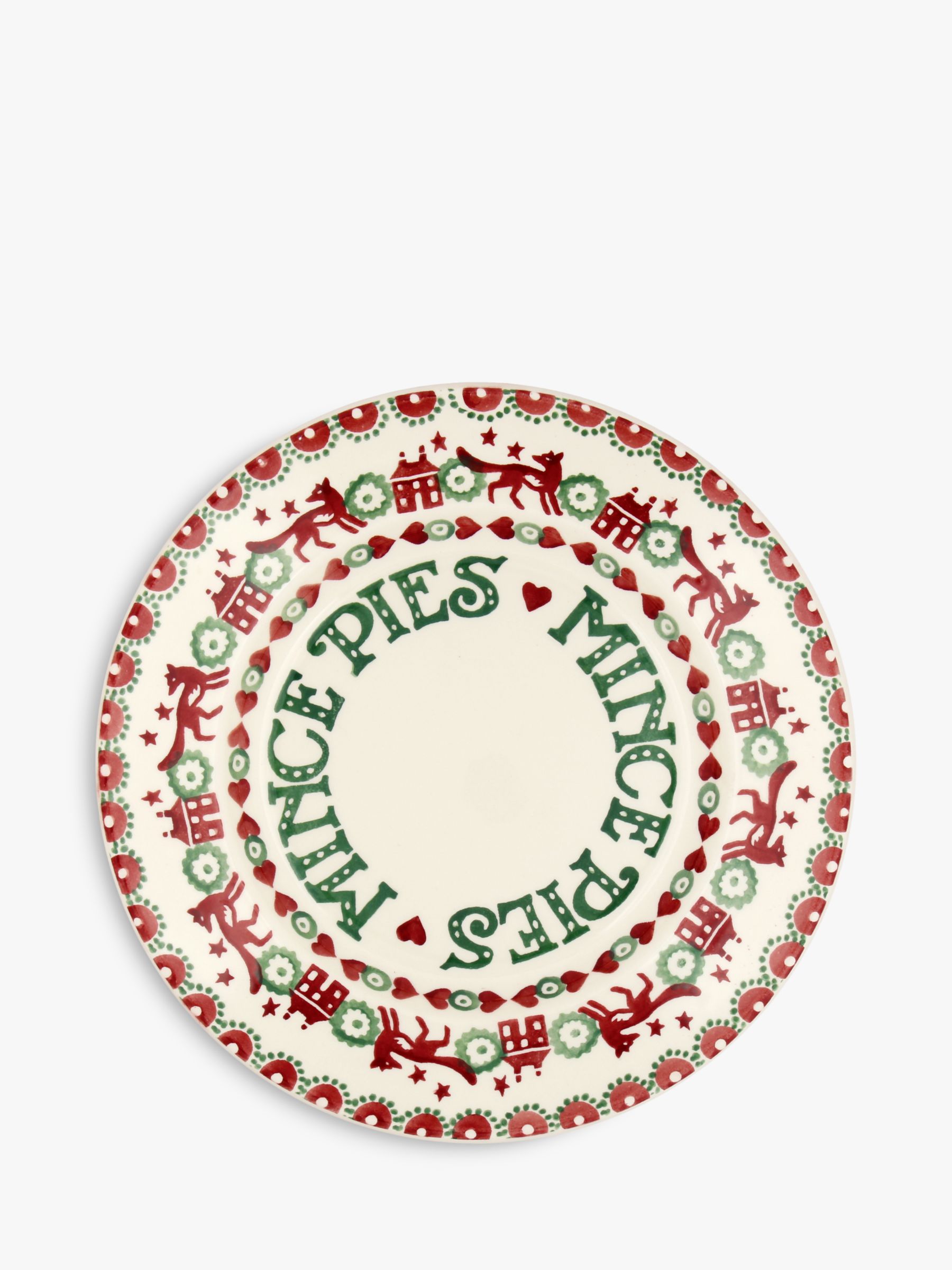 Emma Bridgewater Christmas Joy 8.5" Mince Pie Plate, Red, 22.1cm at