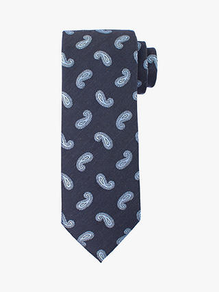 John Lewis & Partners Paisley Silk Tie, Navy