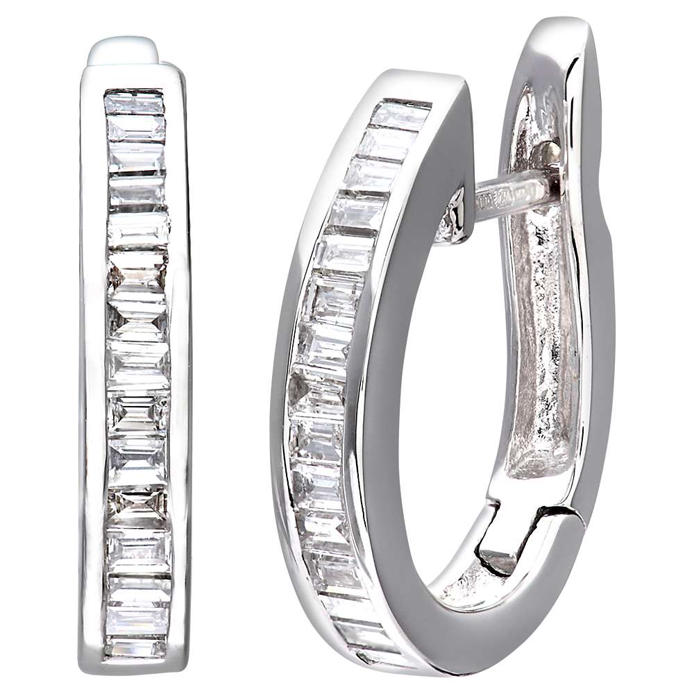 Buy Mogul 18ct White Gold Baguette Diamond Oval Hoop Earrings, 0.45ct Online at johnlewis.com