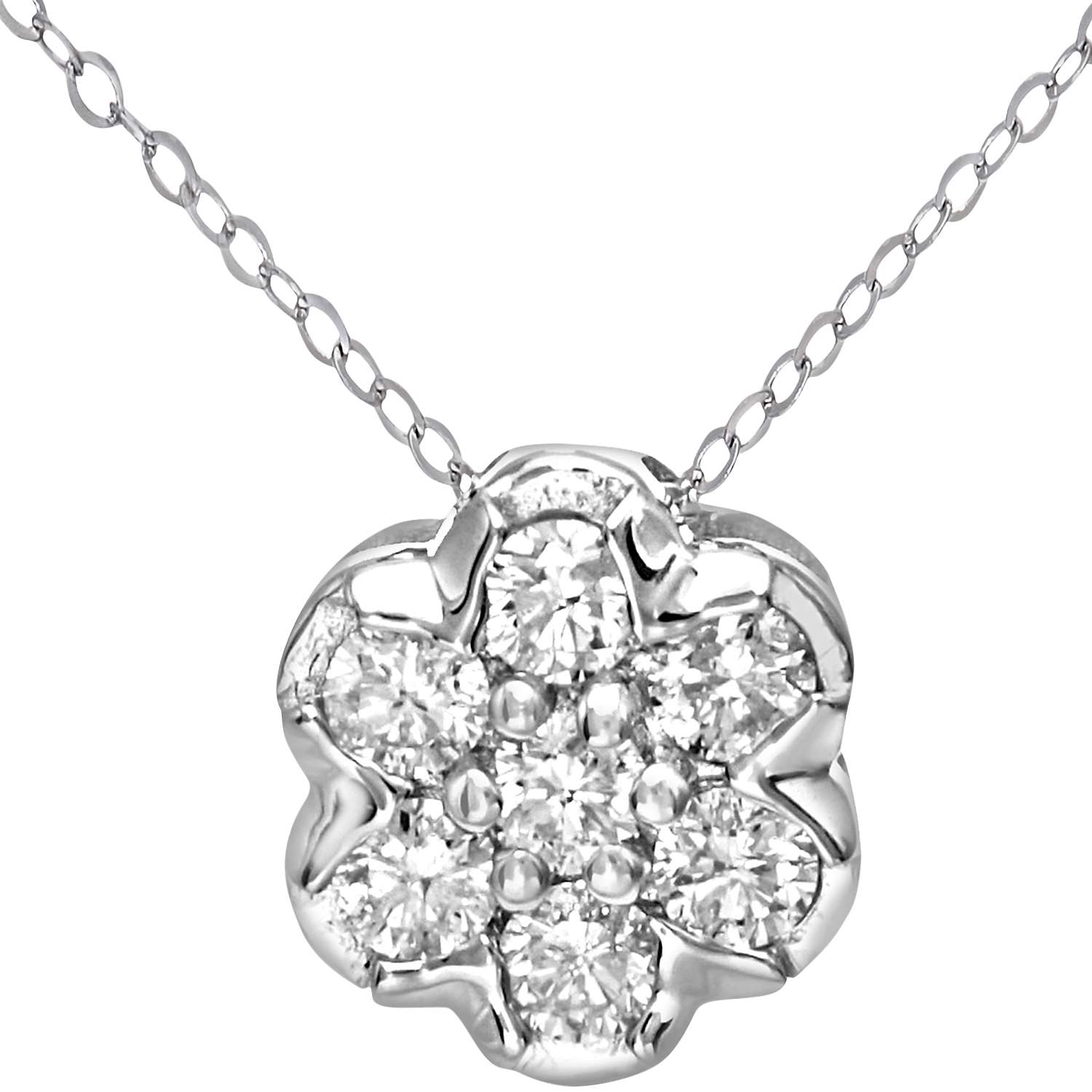 Buy Mogul 9ct White Gold Diamond Flower Pendant Necklace, 0.15ct Online at johnlewis.com