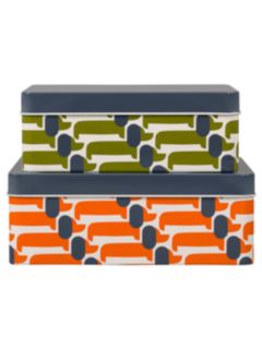 Orla Kiely Dog Show Kitchen Storage Tins, Set of 2, Multi