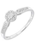 Mogul 9ct White Gold Diamond Halo Engagement Ring, 0.25ct