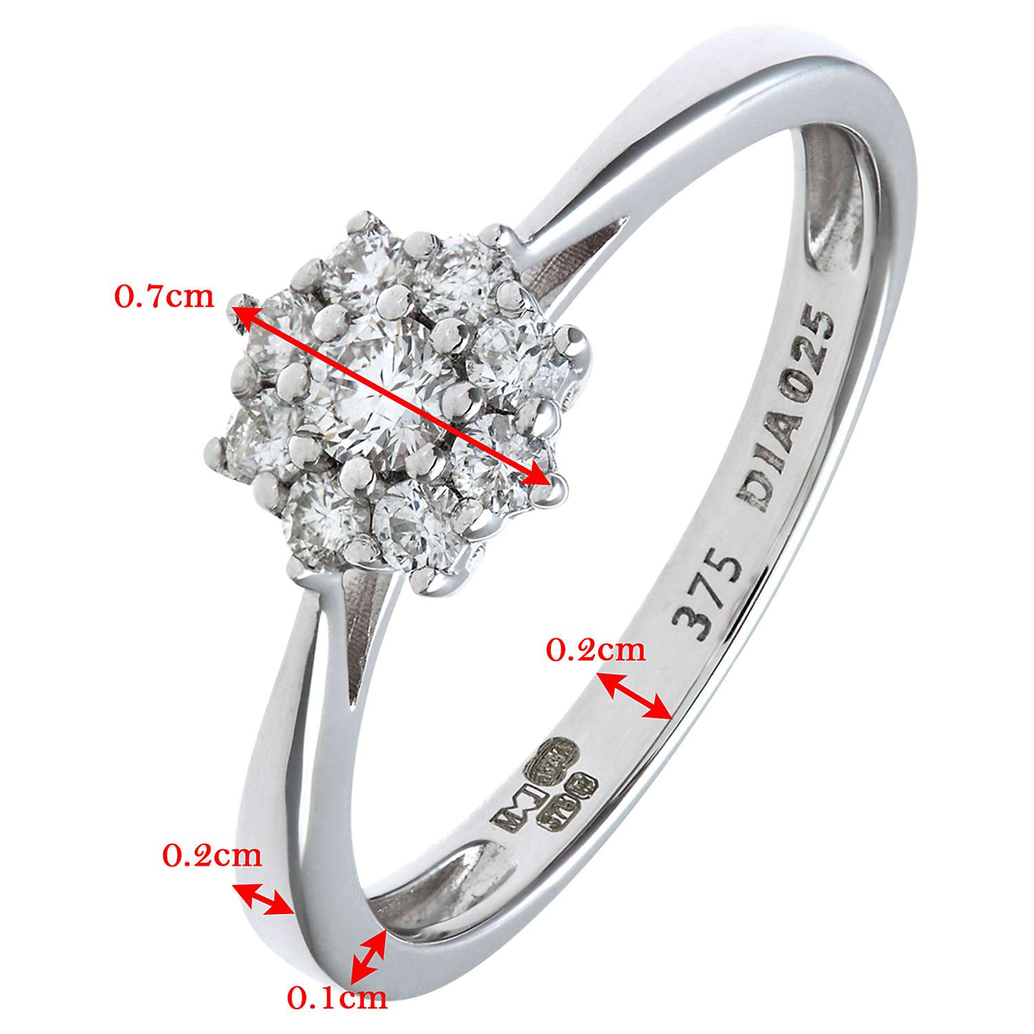 Buy Mogul 9ct White Gold Cluster Diamond Engagement Ring, 0.25ct Online at johnlewis.com