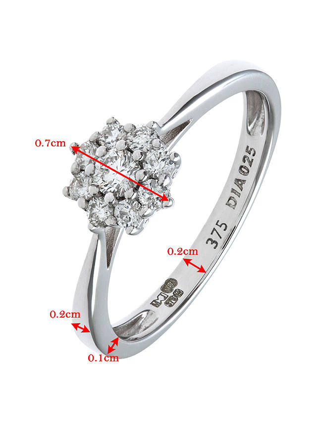 Mogul 9ct White Gold Cluster Diamond Engagement Ring, 0.25ct