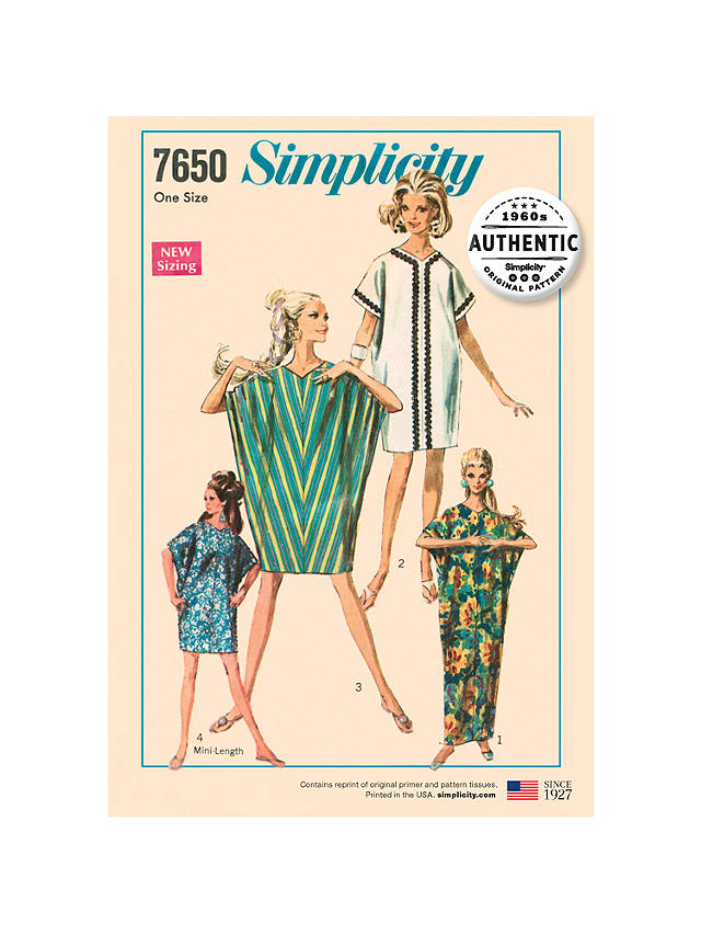 Simplicity 1960's Authentic Original Kite Dress Sewing Pattern, 7650, One Size