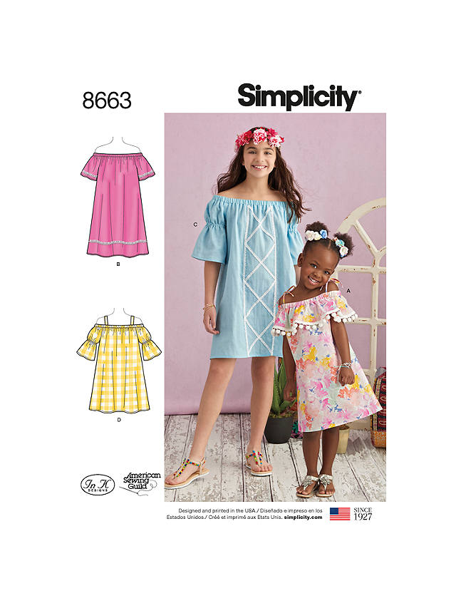 Simplicity Girls' Dresses Sewing Pattern, 8663, K5