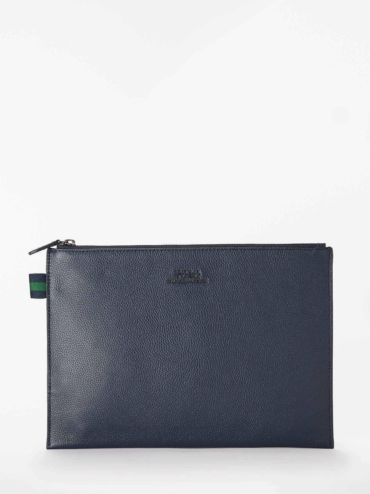 Polo Ralph Lauren Pebble Cow Leather Pouch, Navy at John Lewis & Partners