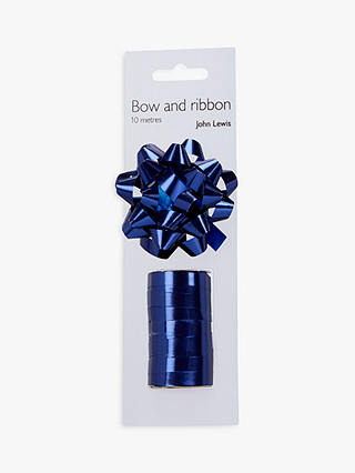 John Lewis Gift Bow and Ribbon Set, Metallic Navy