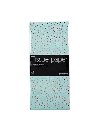 John Lewis & Partners Gold Fleck Tissue Paper, 3 Sheets, Mint