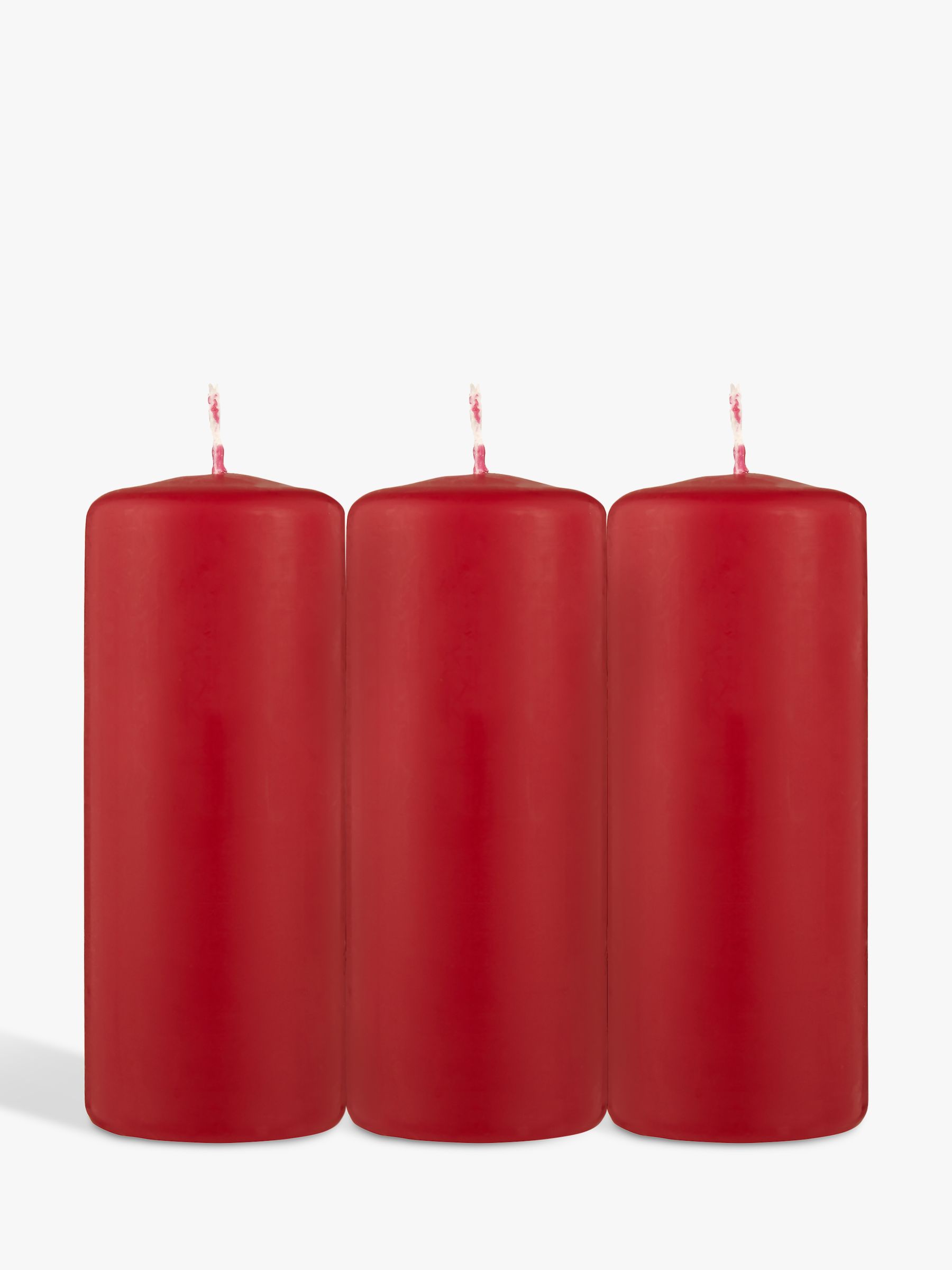 John Lewis ANYDAY Medium Pillar Candle, Red, Set of 3