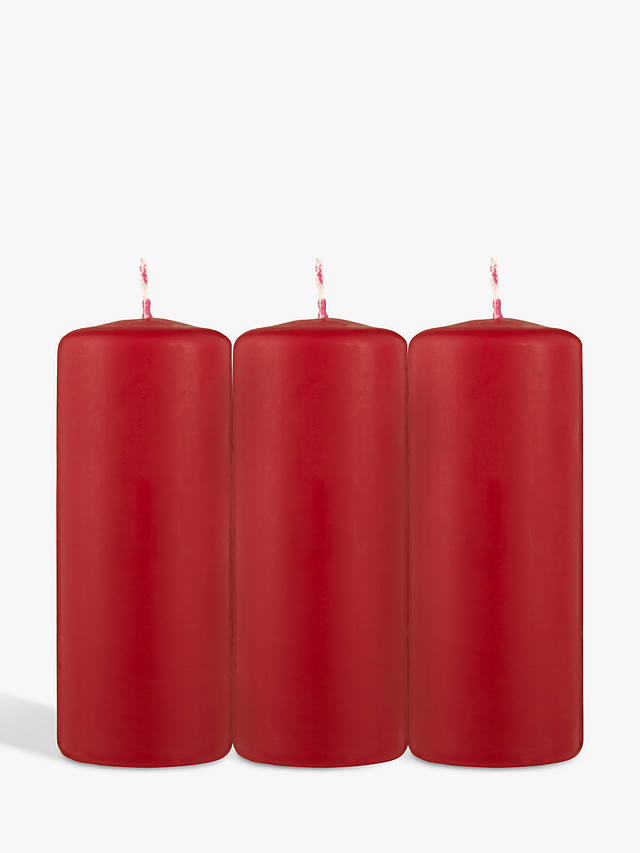John Lewis ANYDAY Medium Pillar Candle, Red, Set of 3