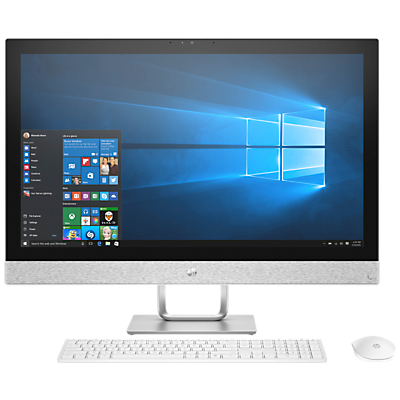 HP Pavilion 27-r104na All-in-One Desktop PC, Intel Core i7, 8GB RAM, 2TB HDD + 128GB SSD, 27 Quad HD, Blizzard White