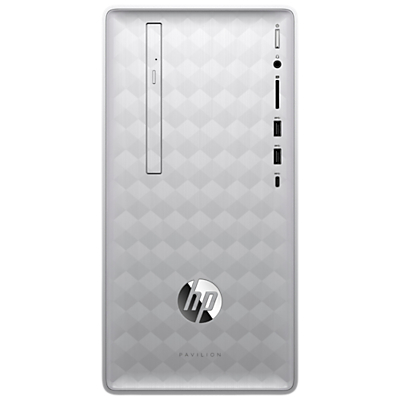 HP Pavilion 590-p0035na Desktop PC, Intel Core i5, 8GB RAM, 2TB HDD + 16GB Intel Optane Memory, Natural Silver