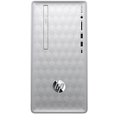 HP Pavilion 590-p0040na Desktop PC, Intel Core i7, 8GB RAM, 2TB HDD + 16GB Intel Optane Memory, GeForce GT 1030, Natural Silver