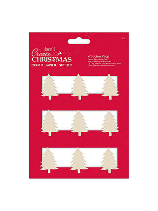 Docrafts Create Christmas Wooden Tree Pegs, Pack of 9