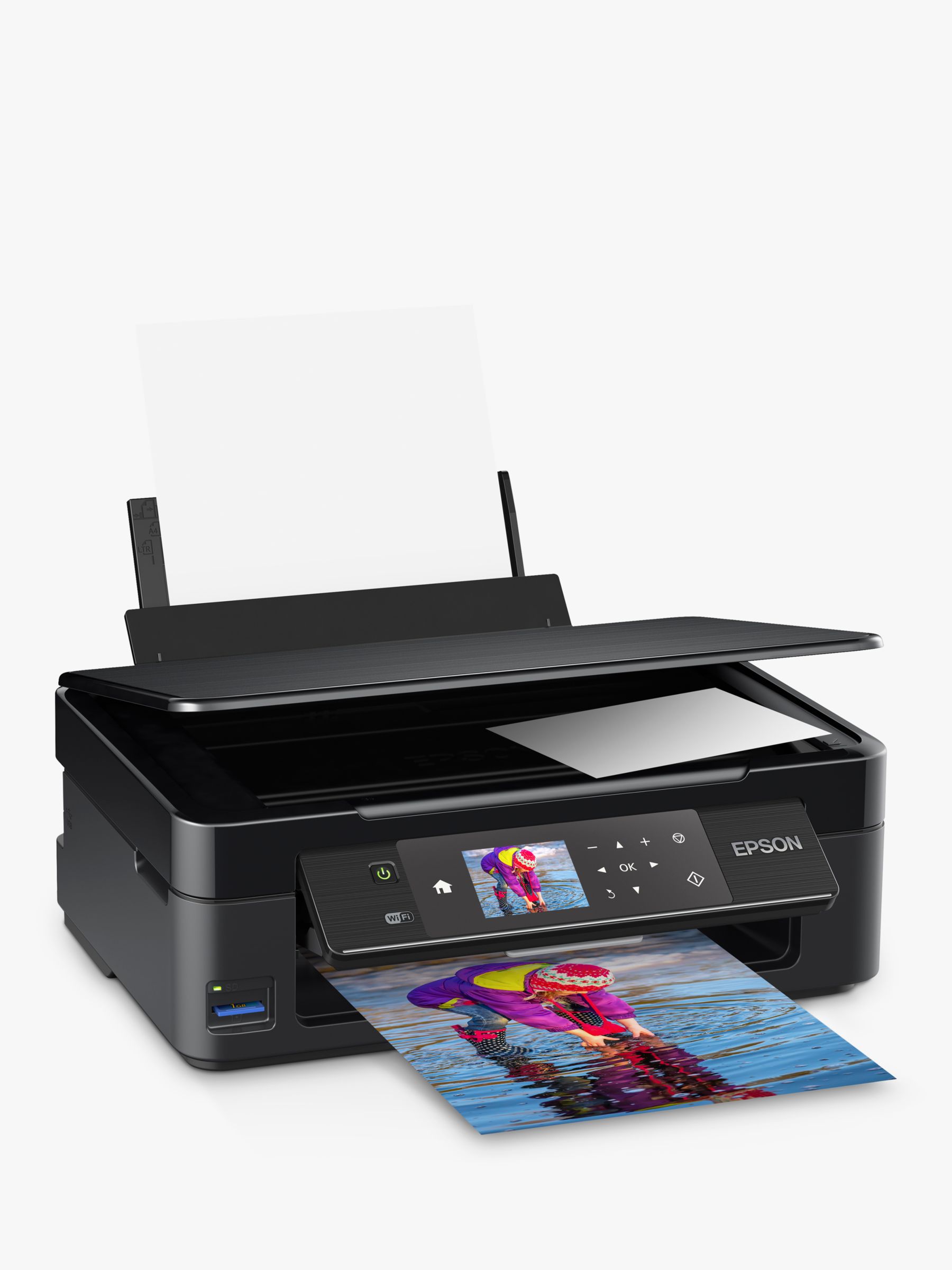 schwarz Scanner, Kopierer, WiFi 6,8 cm Display, Einzelpatronen, 4 Farben, DIN A4 Drucker Epson Expression Home XP-452 3-in-1 Tintenstrahl-Multifunktionsgerät 