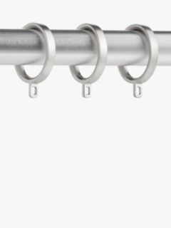 John Lewis Revolution Multi-Functional Pole System Curtain Rings, Pack of 6, 30mm, Brushed Nickel