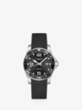 Longines L37814569 Men's Hydro Conquest Automatic Date Rubber Strap Watch, Black