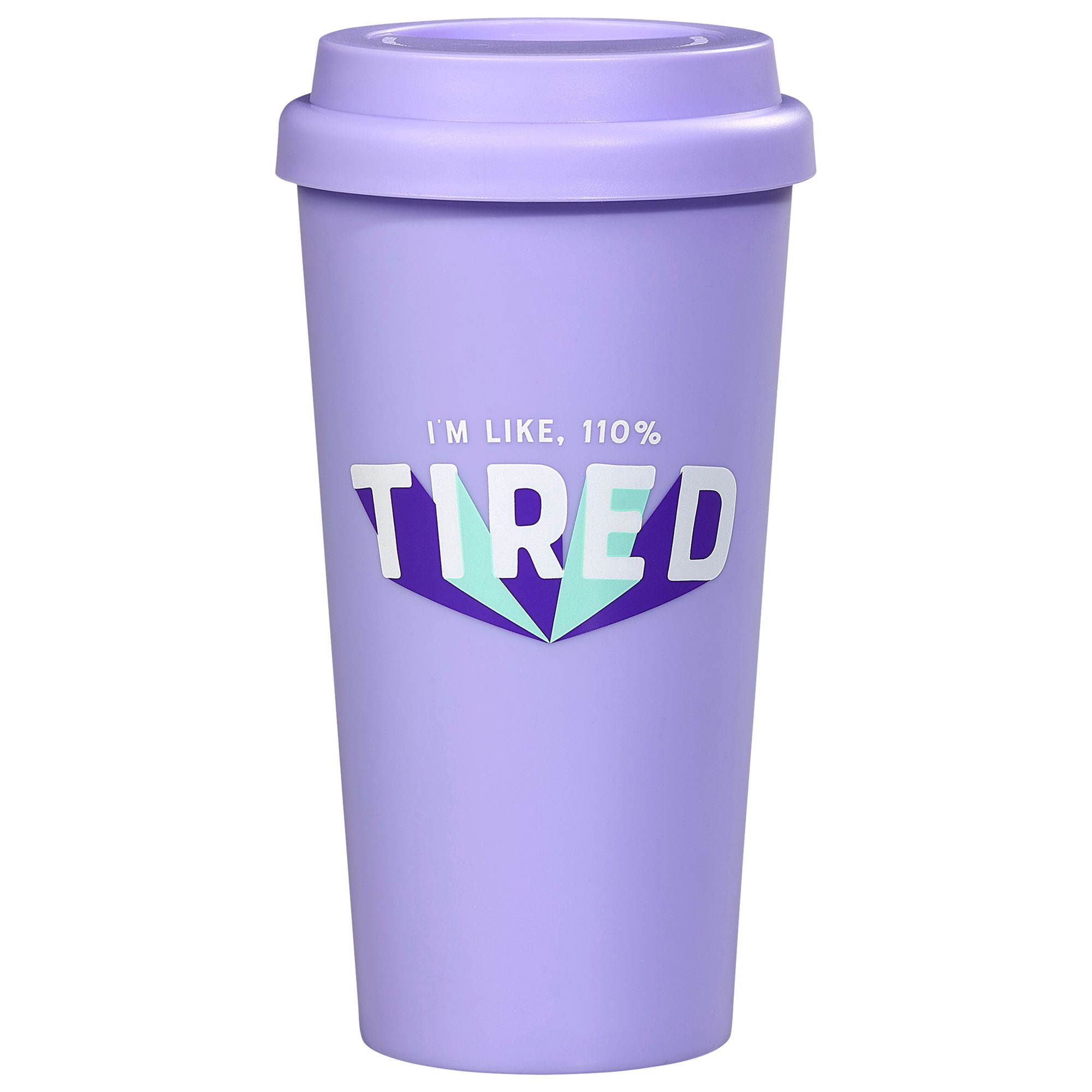 Yes Studio 110% Tired Travel Mug, Purple, 470ml