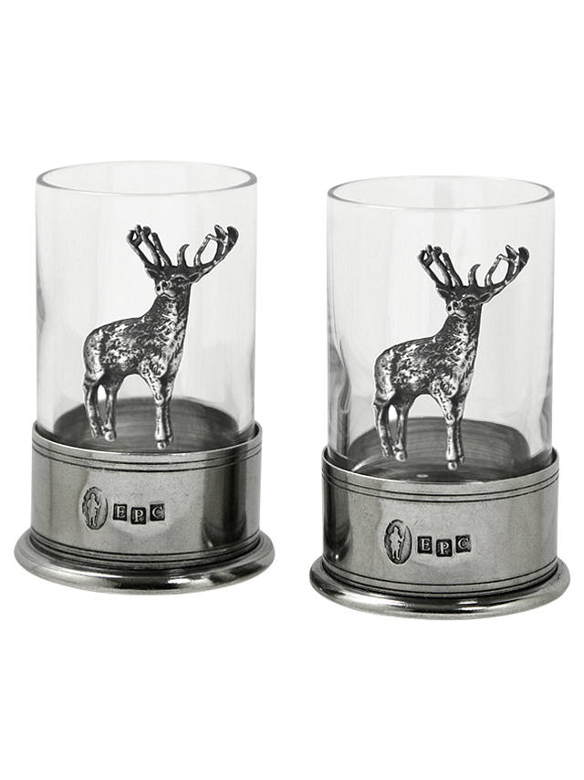 English Pewter Company Crystal Stag Shot Glasses, Set of 2