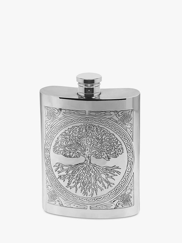 English Pewter Company Tree of Life Hipflask, 170ml