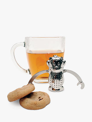 Kikkerland Monkey Stainless Steel Tea Infuser and Drip Tray