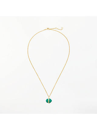 John Lewis & Partners Semi-Precious Bar Pendant Necklace, Green Onyx/Gold