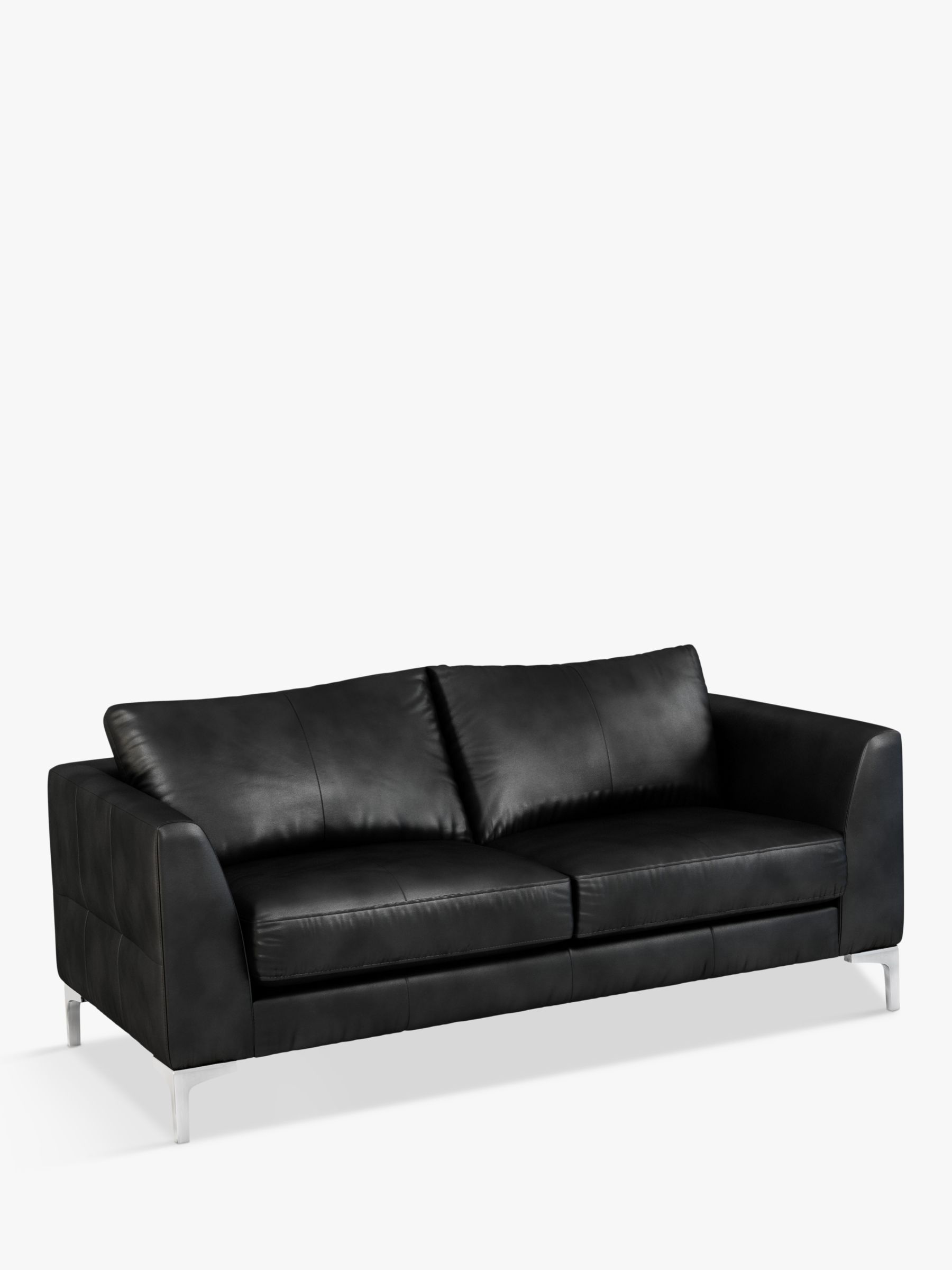 Belgrave Range, John Lewis Belgrave Medium 2 Seater Leather Sofa, Metal Leg, Contempo Black