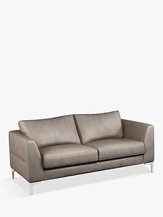 Belgrave Range, John Lewis Belgrave Medium 2 Seater Leather Sofa, Metal Leg, Nature Putty