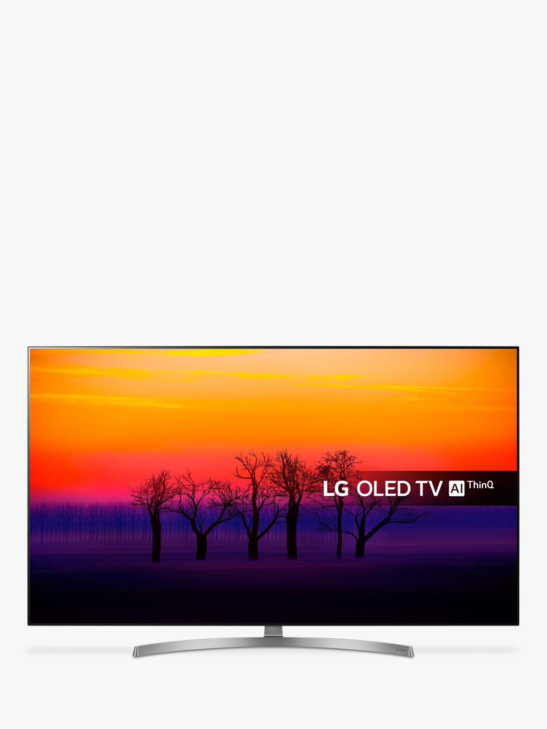 LG OLED55B8SLC OLED HDR 4K Ultra HD Smart TV, 55 with Freeview Play/Freesat HD, Dolby Atmos, Picture-On-Metal Design & Crescent Stand, Ultra HD Certified, Black & Silver