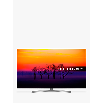 LG OLED55B8SLC OLED HDR 4K Ultra HD Smart TV, 55 with Freeview Play/Freesat HD, Dolby Atmos, Picture-On-Metal Design & Crescent Stand, Ultra HD Certified, Black & Silver