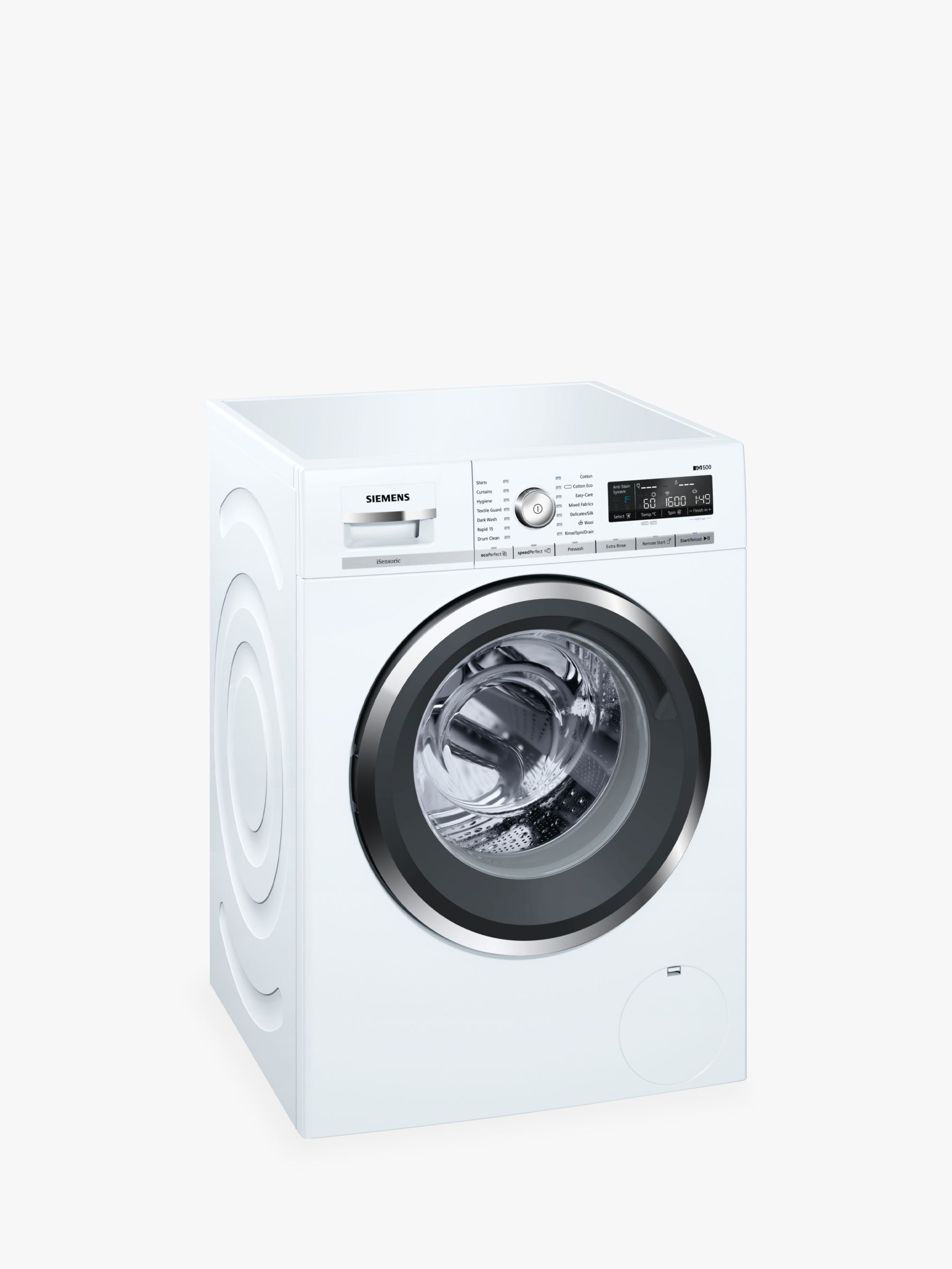 Siemens WM16W5H0GB Freestanding Washing Machine with Home Connect, 9kg Load, A+++ Energy Rating, 1600rpm Spin, White