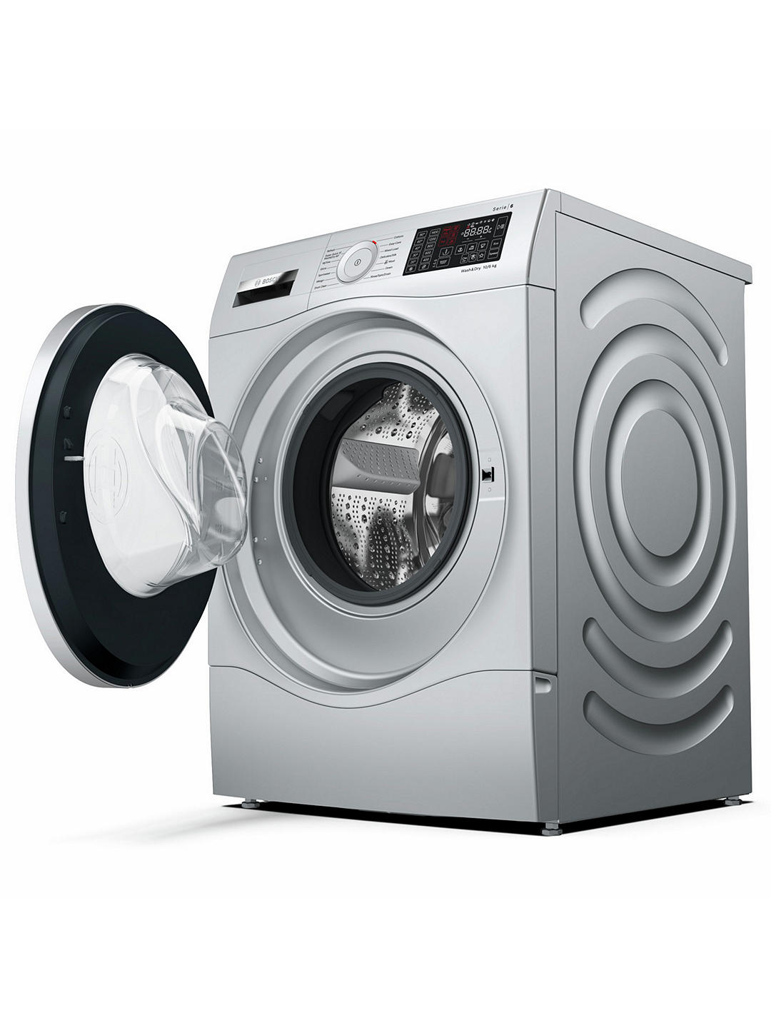 Bosch WDU28568GB Freestanding Washer Dryer, 10kg Wash/6kg Dry Load, A Bosch Stainless Steel Washer Dryer