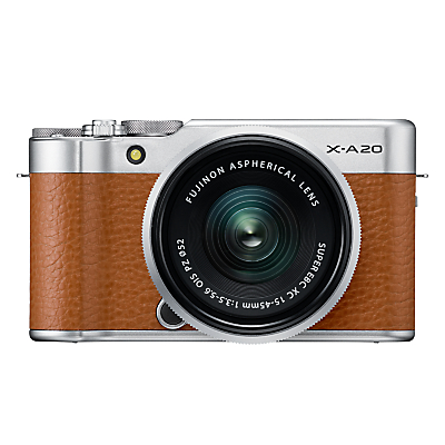 Fujifilm X-A20 Compact System Camera with XC 15-45mm OIS Lens, HD 1080p, 16.3MP, Wi-Fi, 3” Tiltable LCD Touch Screen, Brown & Silver