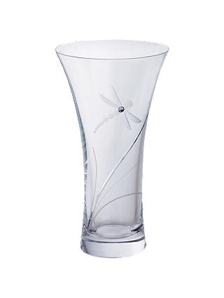 Dartington Crystal Dragonfly Vase, Medium, H21.5cm, Clear
