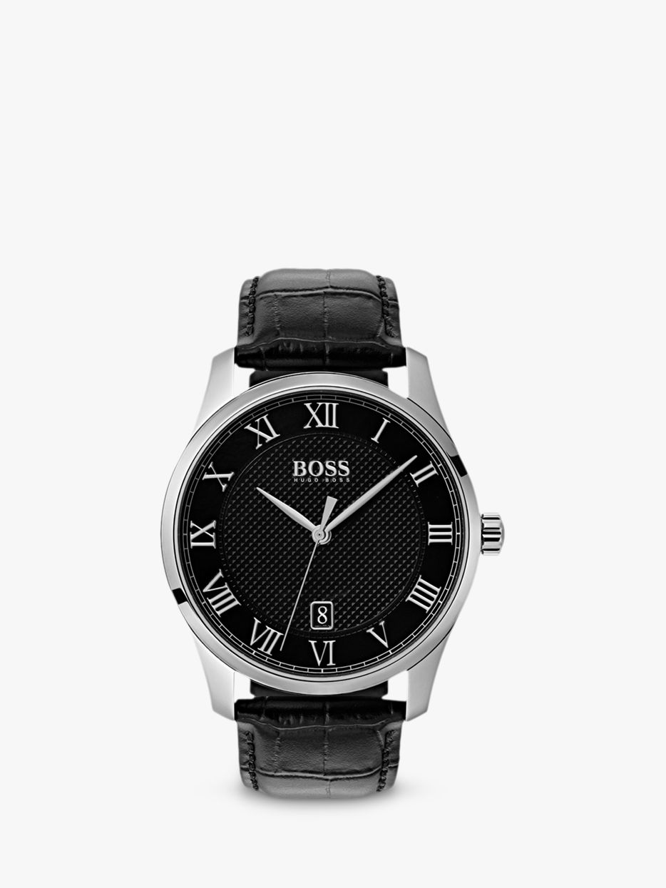 Master Date Leather Strap Watch 