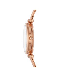 Fossil Women's Mini Carlie Mesh Bracelet Strap Watch, Rose Gold/White ES4433