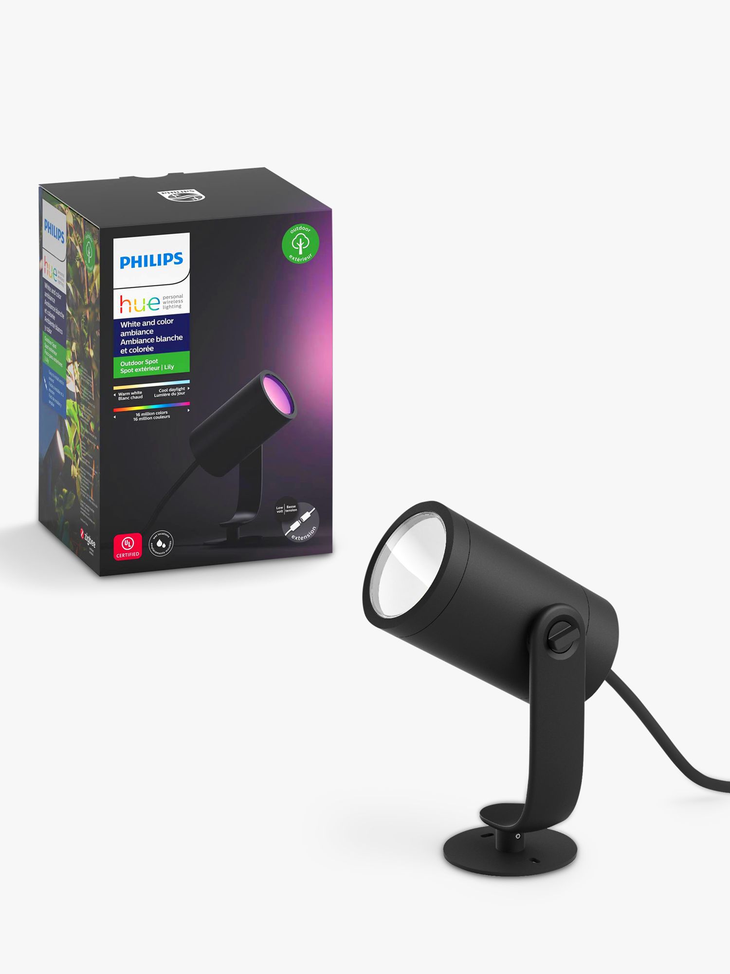 Photo of Philips hue white and colour ambiance lily led smart outdoor spotlight extension black