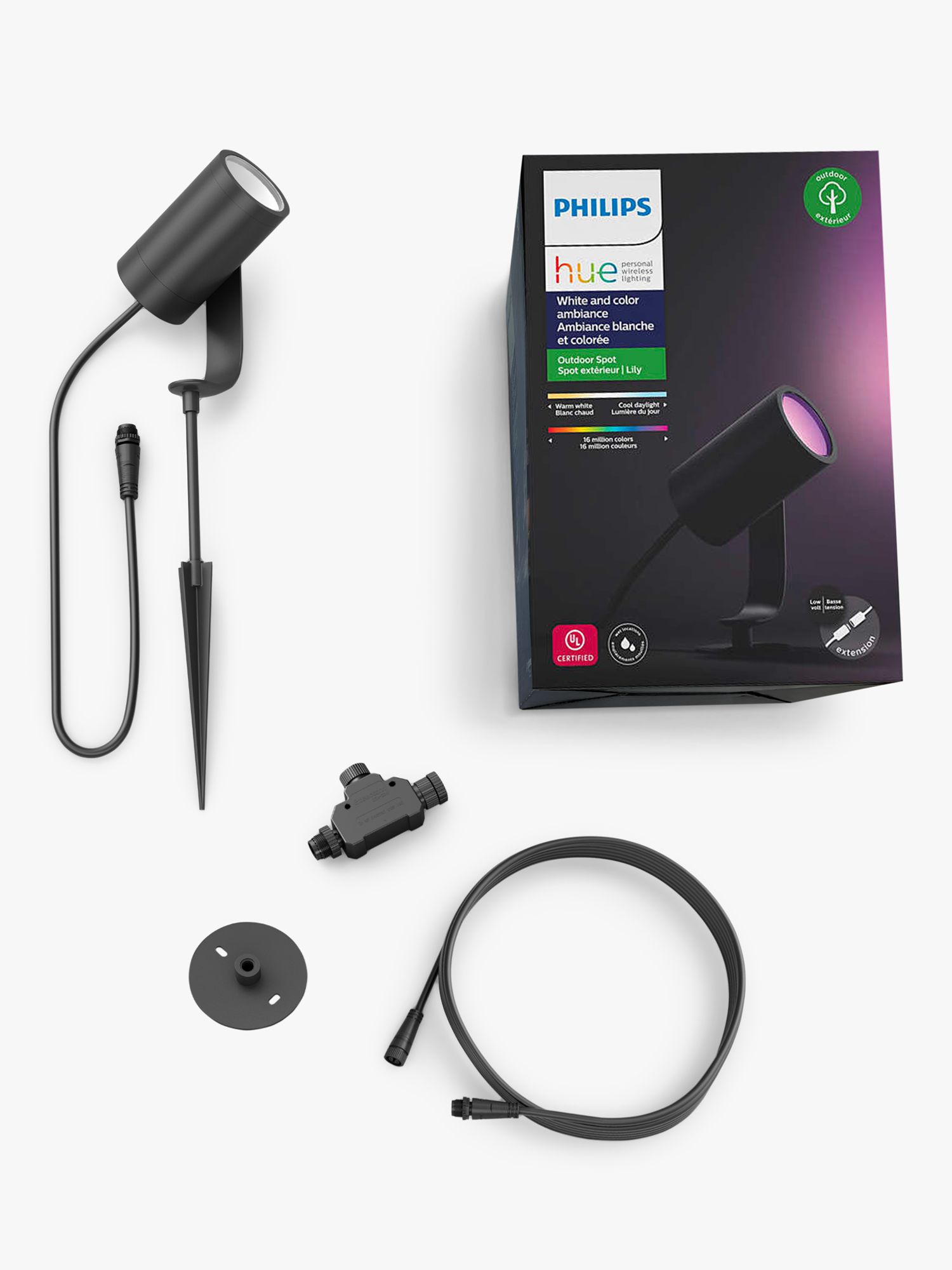 Philips Hue Lily Outdoor Black Spot Light Smart Color Changing Low Voltage  Plug-In Integrated LED Light Extension (1-Pack) 802074 - The Home Depot